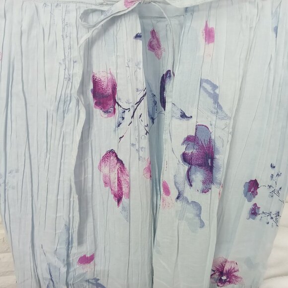 Vintage 90s 2-pc Set Floral Tank Dress & Cardigan Sweater Knit Linen Cotton M/L - Picture 14 of 15